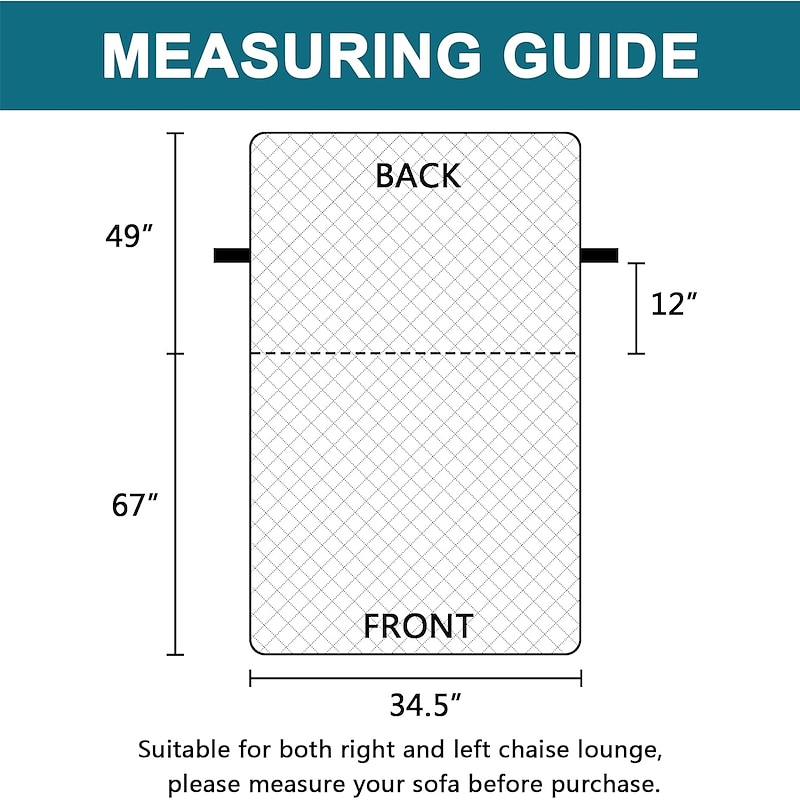 100% Waterproof Reversible Chaise Lounge Couch Cover Water Resistant Sofa Cover Sectional L Shaped Sofa Slipcover with Adjustable Straps Furniture Protector for Dogs3