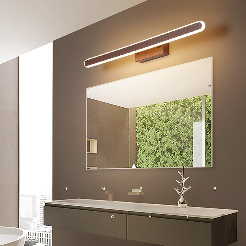 LED Mirror Headlights Coffee Colored Bathroom LED Modern and Minimalist Nordic Bathroom Household Mirror Cabinet Creative Dressing Table Makeup Lighting Fixtures AC110V AC220V2