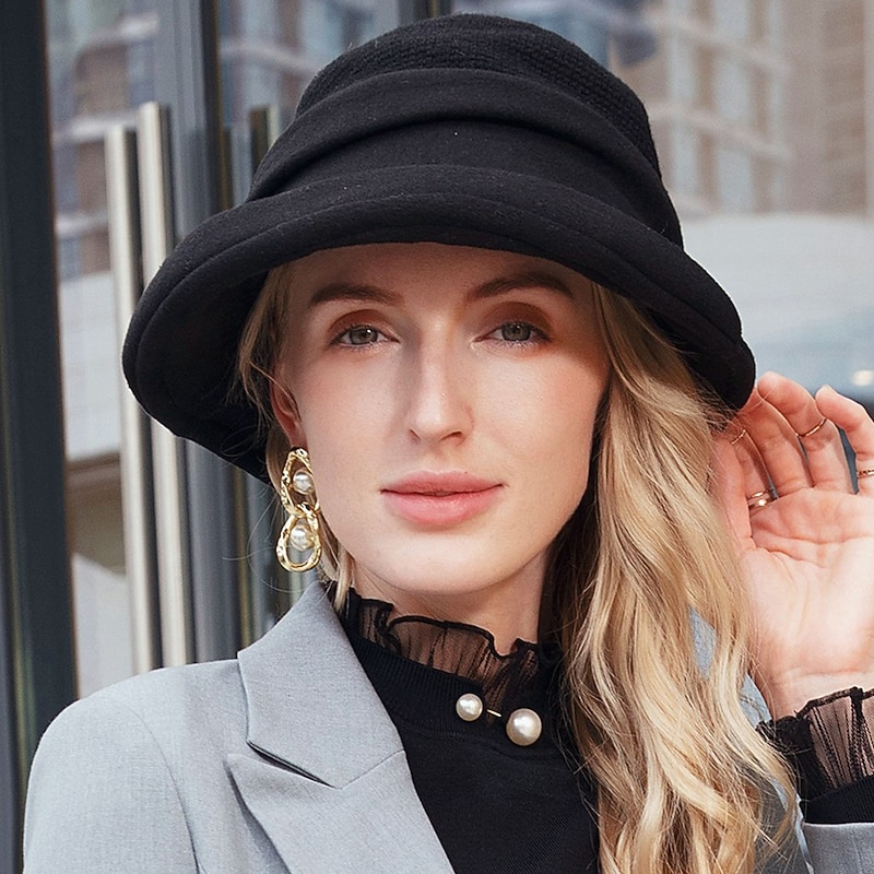 Hats 100% Wool Bowler / Cloche Hat Floppy Hat Casual Holiday Elegant British With Cap Splicing Headpiece Headwear3