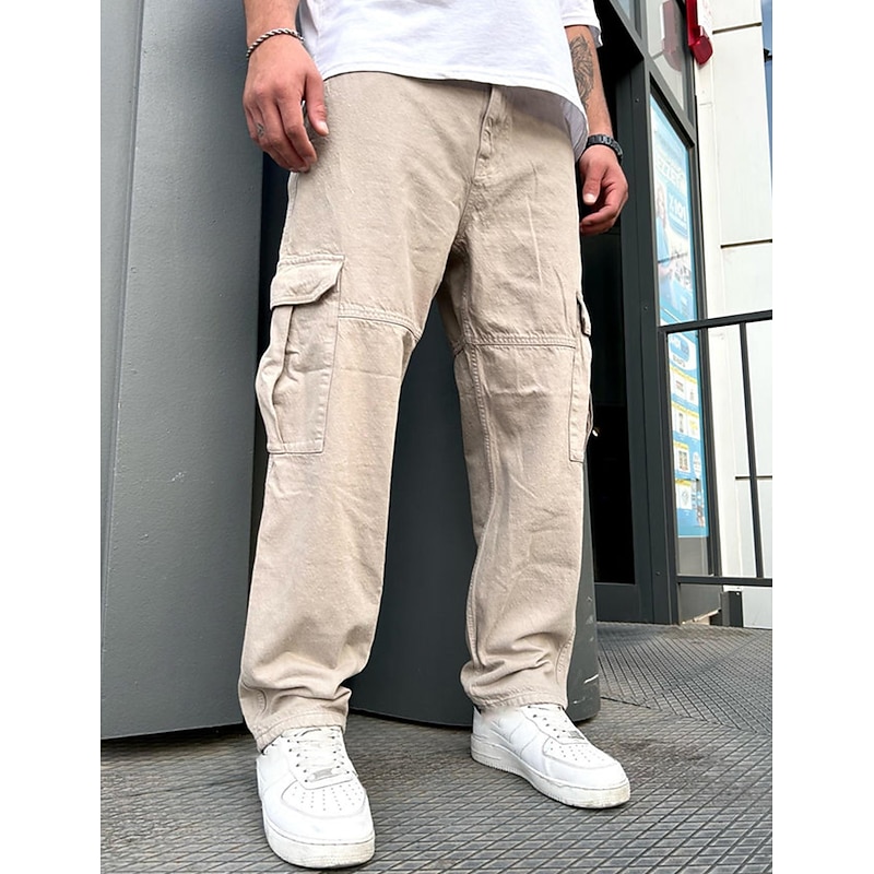 Men's Cargo Pants Cargo Trousers Pocket Plain Comfort Breathable Outdoor Daily Going out 100% Cotton Fashion Casual Beige