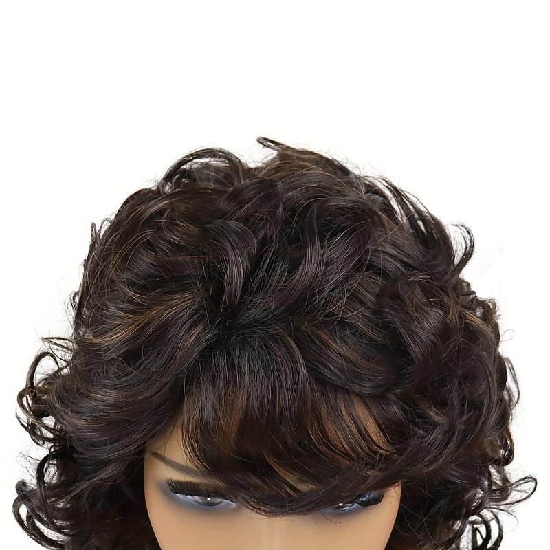 Heat Resistant Synthetic Bob Wig with Bangs - Medium Long Curly Cut for Beginners3