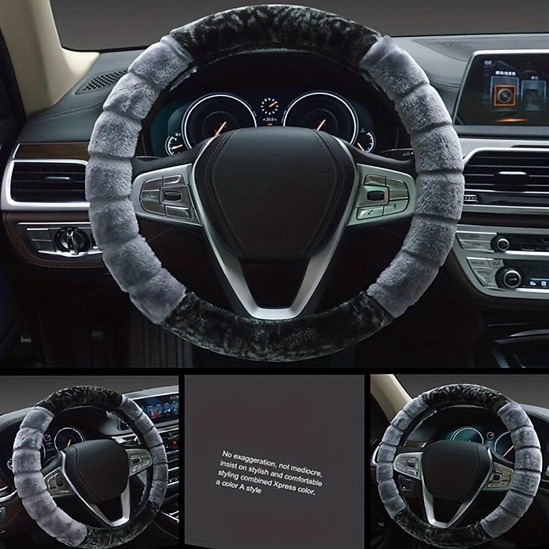 Winter Short Plush Steering Wheel Cover Winter Warm Car Interior Set Creative Stitching Multi-Color Pattern2