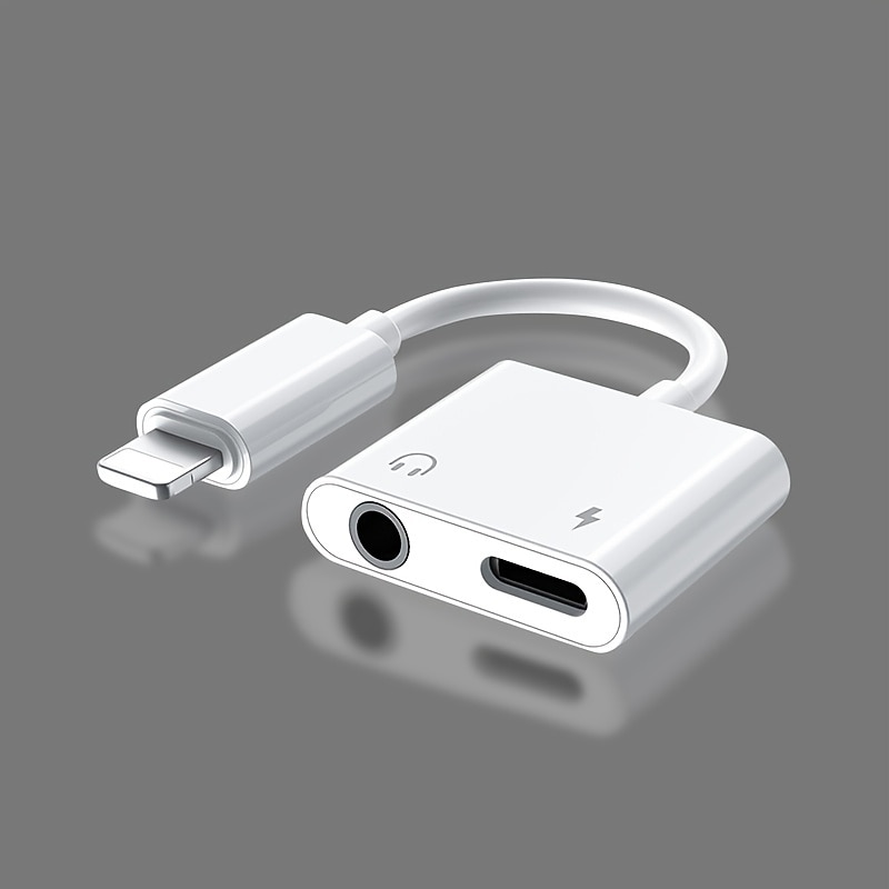 Adapter & Splitter For IPhone Headphones 2 In 1 Dual Interface For Iphone Charger Cable Aux Audio Adapter Converter For IPhone 13/12/11/X/XS/XR/8/7 IPad Support Calling  Charging2