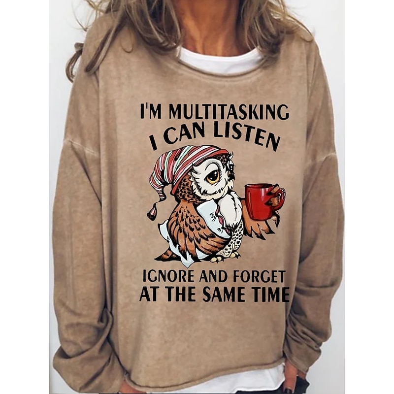 Women's Oversized Sweatshirt Pullover Graphic Letter Casual Sports Print Active Sportswear Funny Round Neck Long Sleeve Top Micro-elastic Fall & Winter Comfrt Breathable Soft Fabric