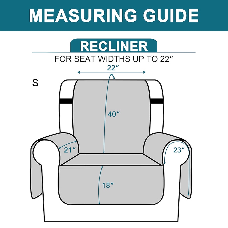 100% Waterproof Recliner Quilted Sofa Cover for Large Reclining Chair Slipcover Seat Reversible Washable Protector with Elastic Adjustable Straps for Kids Pets3