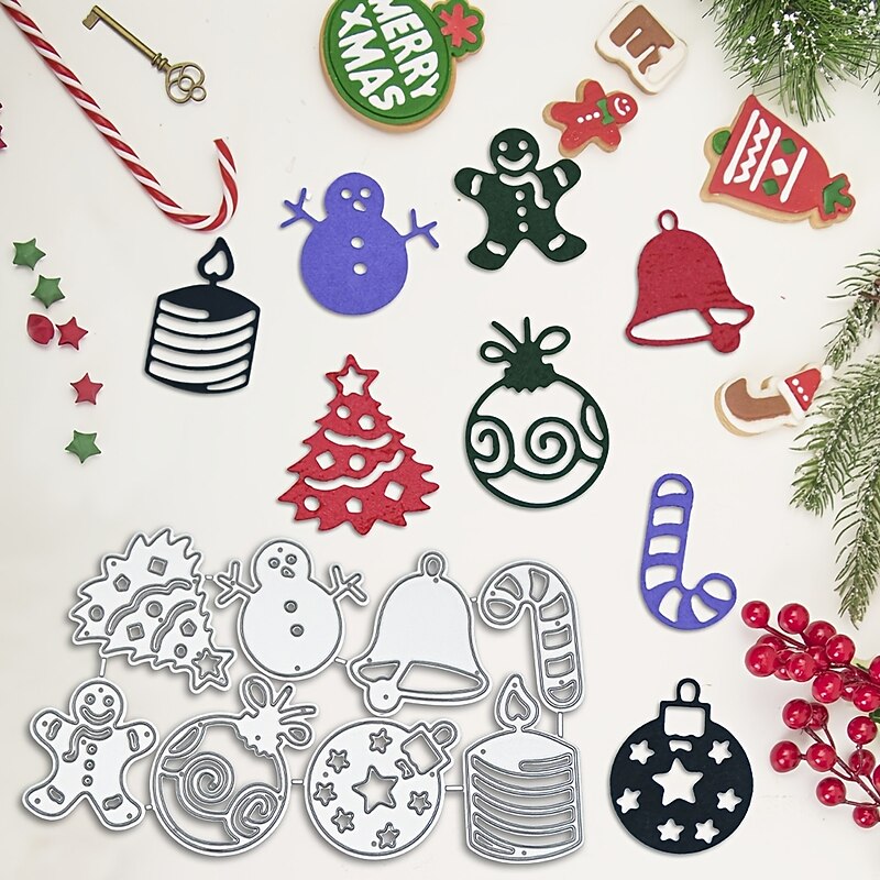 8pcs Christmas Frame Card Cutting Dies Stencils For DIY Scrapbooking Decorative Embossing Handcraft Die Cutting Template