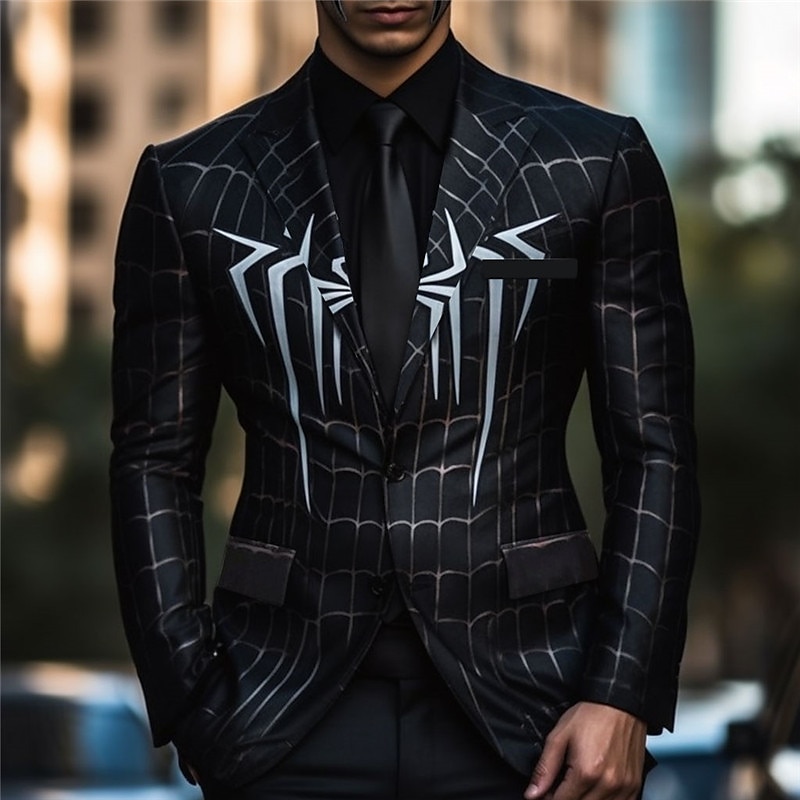 Men's Spider Long Sleeve Turndown Business Work Wear to work Going out Buttons Print Multi Pocket