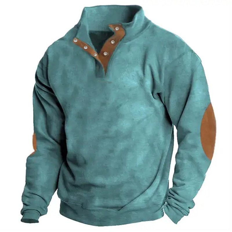 Men's Sweatshirt Black White Navy Blue Blue Green Standing Collar Color Block Patchwork Sports & Outdoor Daily Holiday Polyester Vintage Basic Casual Spring &  Fall Clothing Apparel Hoodies4