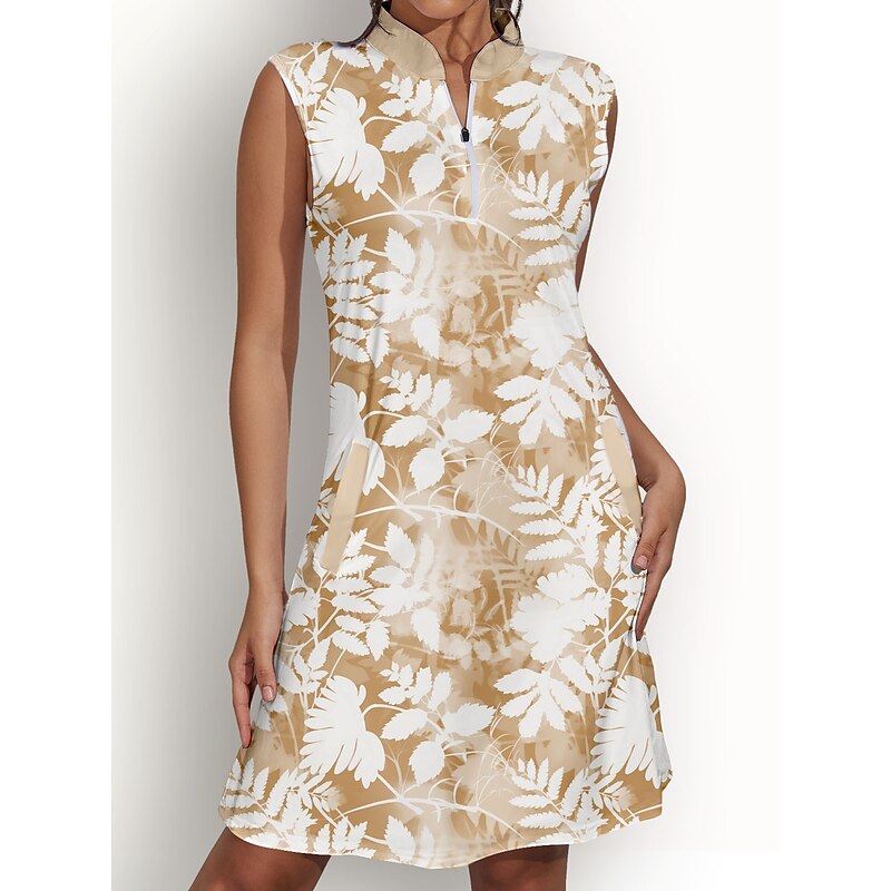 Women's Golf Dress Floral Sleeveless Sun Protection Ladies Golf Attire 9