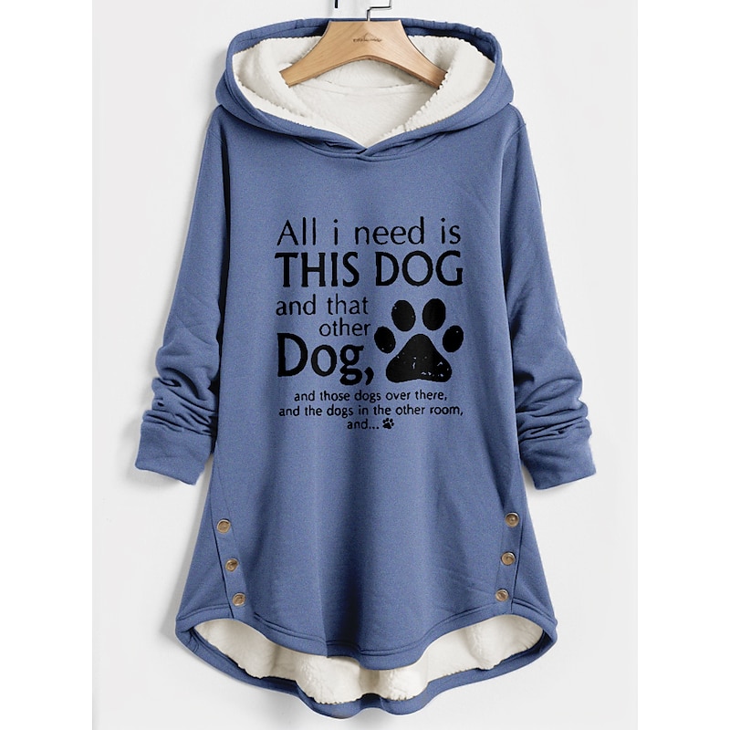 Women's Hoodie Sweatshirt Pullover Fleece Lined Warm Pajamas Sherpa Graphic Letter Casual Sports Button Print Warm Fuzzy Hoodie Long Sleeve Top Micro-elastic Fall Winter Comfrt Breathable Soft Fabric2