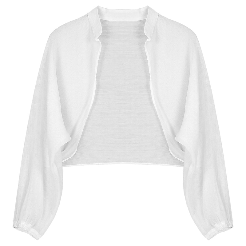 Shawls Women's Wrap Bolero Elegant Pure Long Sleeve Chiffon Wedding Wraps With Pure Color For Party Evening Wear Spring & Summer4