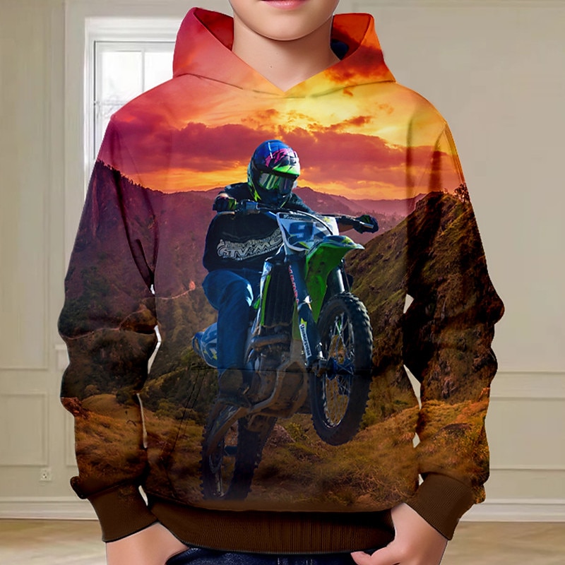 Boys 3D Dinosaur Hoodie Pullover Long Sleeve 3D Print Fall Winter Fashion Streetwear Cool Kids 3-12 Years 4-12 Years Outdoor Casual Daily Regular Fit2