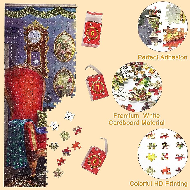 Puzzle Advent Calendar 2025 Christmas Puzzles Santa's Party Puzzle 24 Parts 1000 Pieces Puzzles for Adults Kids Jigsaw Puzzles 1000 Pieces Holiday Puzzle Countdown to Christmas Puzzles Gift3