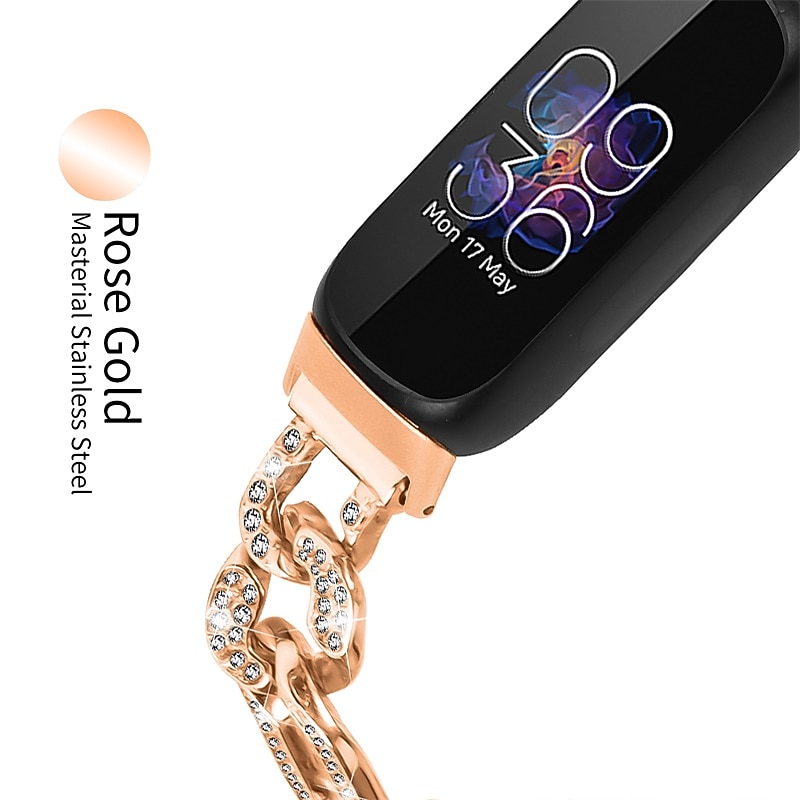 Smart Watch Band Compatible with Fitbit Inspire 3 Stainless Steel Smartwatch Strap Women Glitter Crystal Jewelry Bracelet Replacement  Wristband3