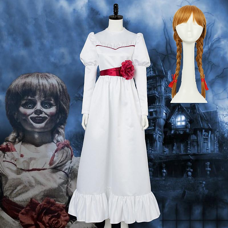Annabelle Dress Cosplay Costume Masquerade Kid's Adults' Women's Girls' Cosplay Halloween Party / Evening Masquerade Halloween Carnival Masquerade Easy Halloween Costumes With Wig