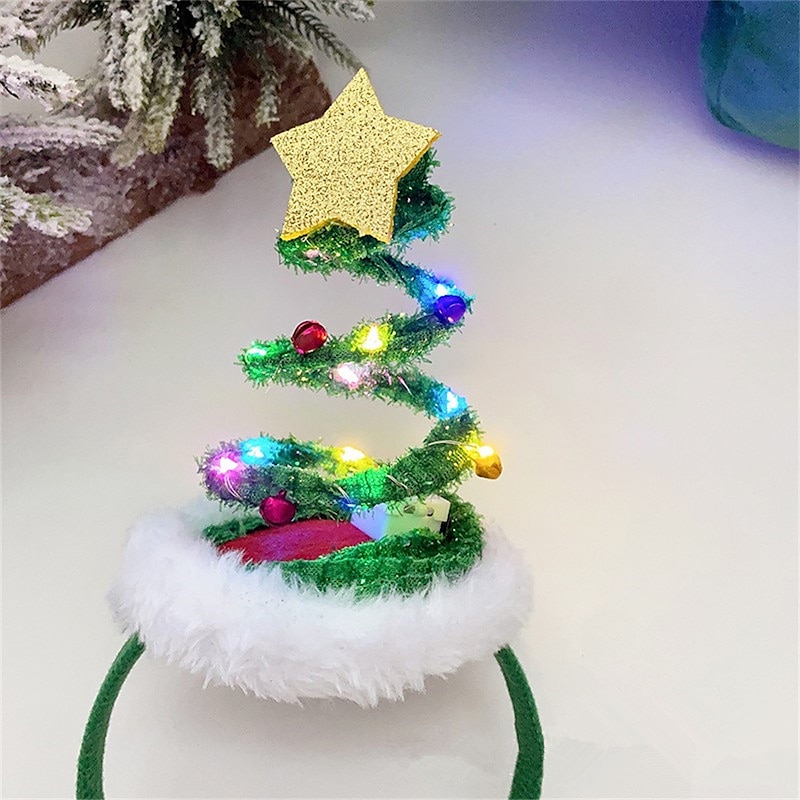 Christmas Headbands Glowing Costume Headwear Accessories Hair Hoop with 3D Designs for Holiday Party3