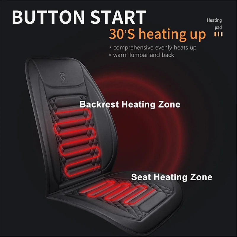 Car Heated Seat Cover 12V, 30s Fast Heating, Universal Car Seat Heater, Thick Durable Cloth Car Heating Pad3