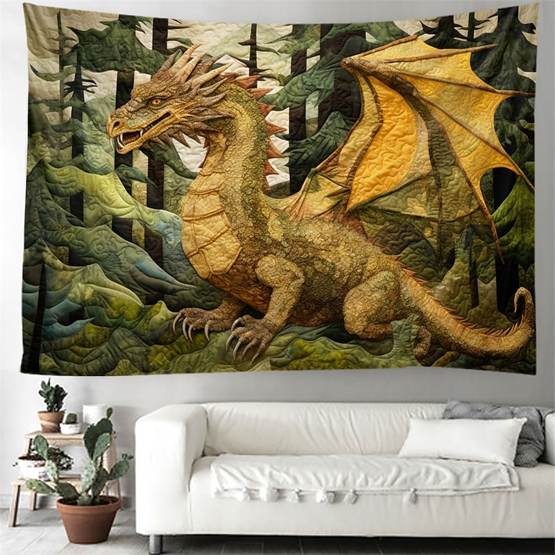 Dragon Reading Book Hanging Tapestry Wall Art Large Tapestry Mural Decor Photograph Backdrop Blanket Curtain Home Bedroom Living Room Decoration4