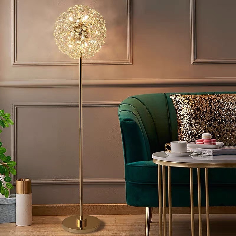 Modern Floor Lamp Indoor Elegant Floor Lamp Modern Living Room Bedroom Crystal Standing Lamp Creative Personality Floor Lamp Tall Lamp for Bedroom 110-240V
