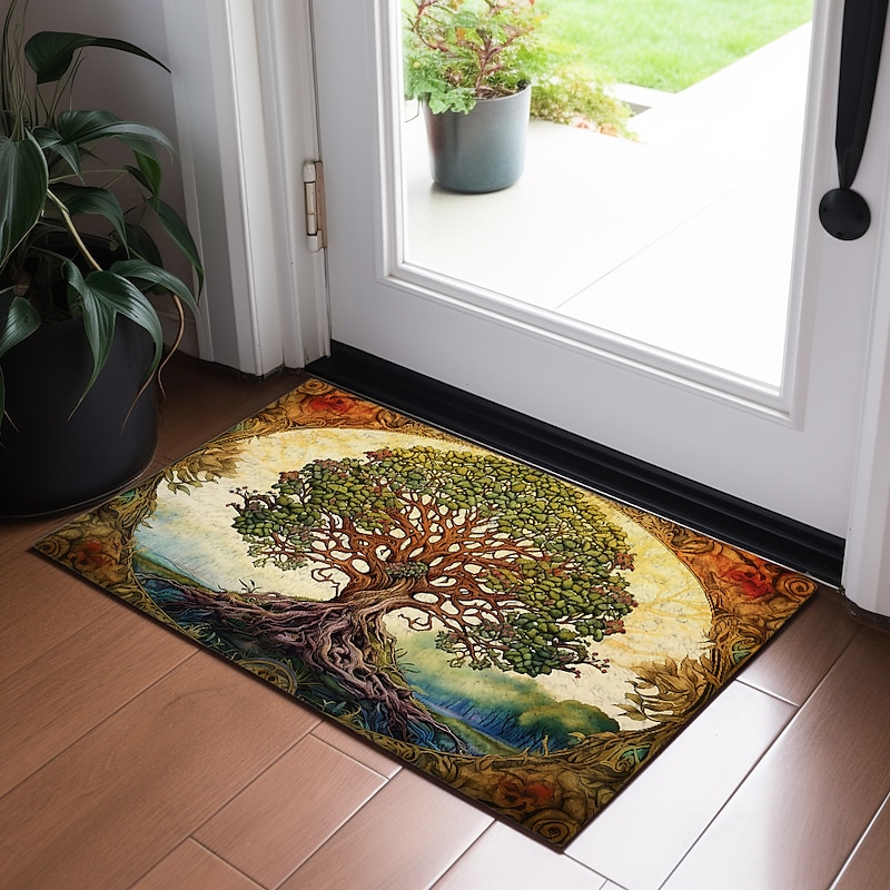 Tree of Life Painting Doormat Floor Mats Washable Rugs Kitchen Mat Non-Slip Oil Proof Rug Indoor Outdoor Mat Bedroom Decor Bathroom Mat Entrance Rug