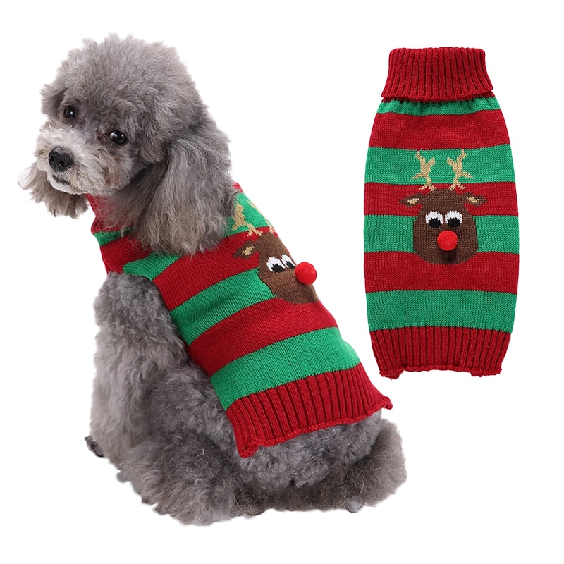 dog ugly sweater Pet Dog Clothes Autumn and Winter Bears Teddy Large Dog Labrador Gold Christmas Dog Sweater3