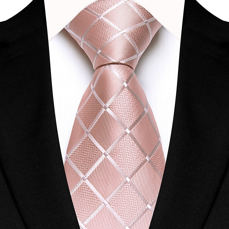 Classic Striped Men Tie Pink Green Blue Silk Tie Set For Men Handkerchief Cufflinks Wedding Formal Neck Tie Gfit For Men4