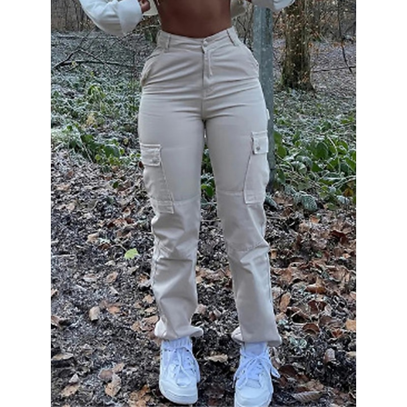 Women's Cargo Pants Pants Trousers Plain High Waist Full Length Robin's Egg Blue Fall4