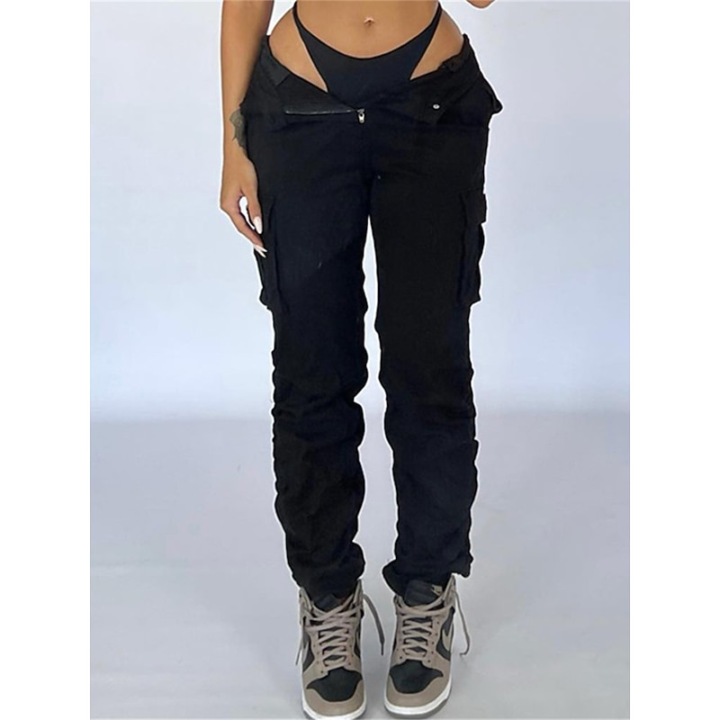 Women's Cargo Pants Pants Trousers Plain High Waist Full Length Robin's Egg Blue Fall3