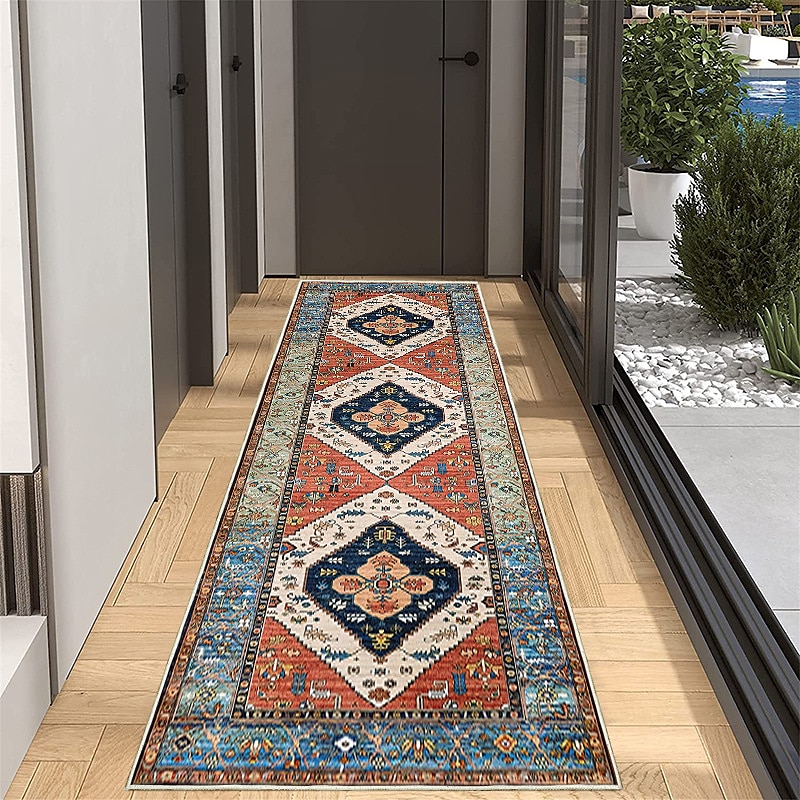 Bohemian Rug Runner Carpet Entrance Mat for Household Use Short Plush Tpr Anti Slip Water Washed Bottom Long Strip Carpet Mat4