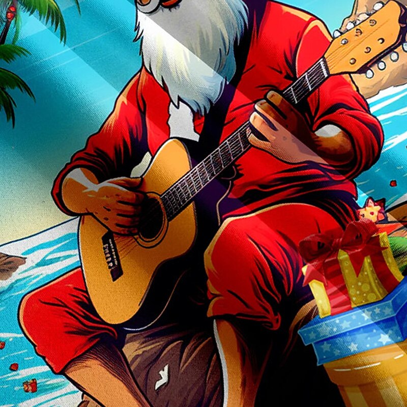 Christmas Men's Santa Claus Hawaiian Shirt Santa Claus Casual Outdoor Street Casual Daily Fall Turndown Short Sleeve Blue S M L Shirt3