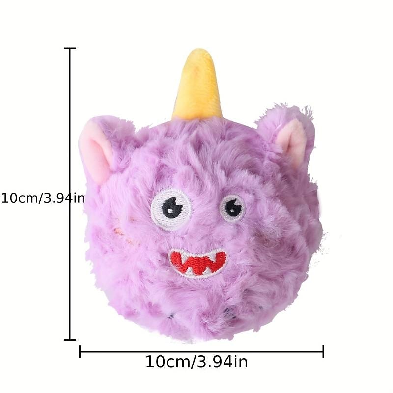 1pc Monster Ball Design Pet Grinding Teeth Squeaky Plush Toy Durable Chew Toy For Dog Interactive Supply3