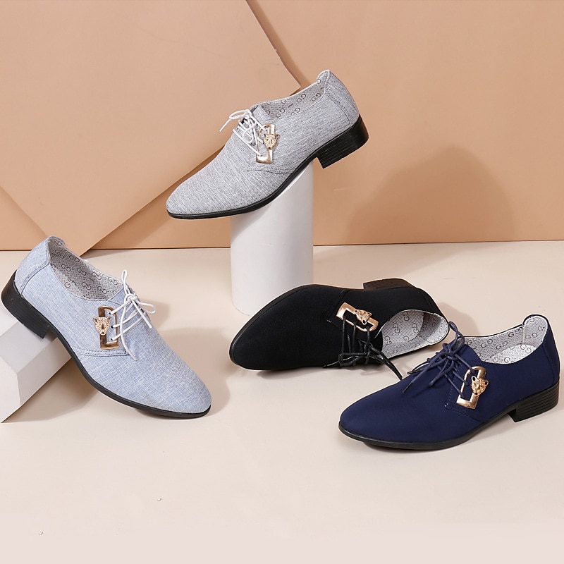 Men's Fashion Oxford Shoes – Light Blue Lace-Up Dress Shoes with Golden Tiger Detail for Formal or Casual Occasions 8