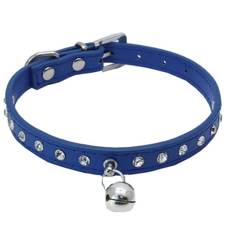 New Pet Dog Bell Collar Water Diamond Small Cat Collar2