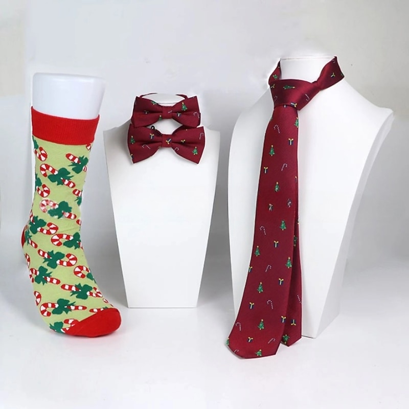 Christmas Outfits Set 5Pcs Santa Claus Christmas Socks Bow Tie Men's Classic Style Christmas Eve Paty4