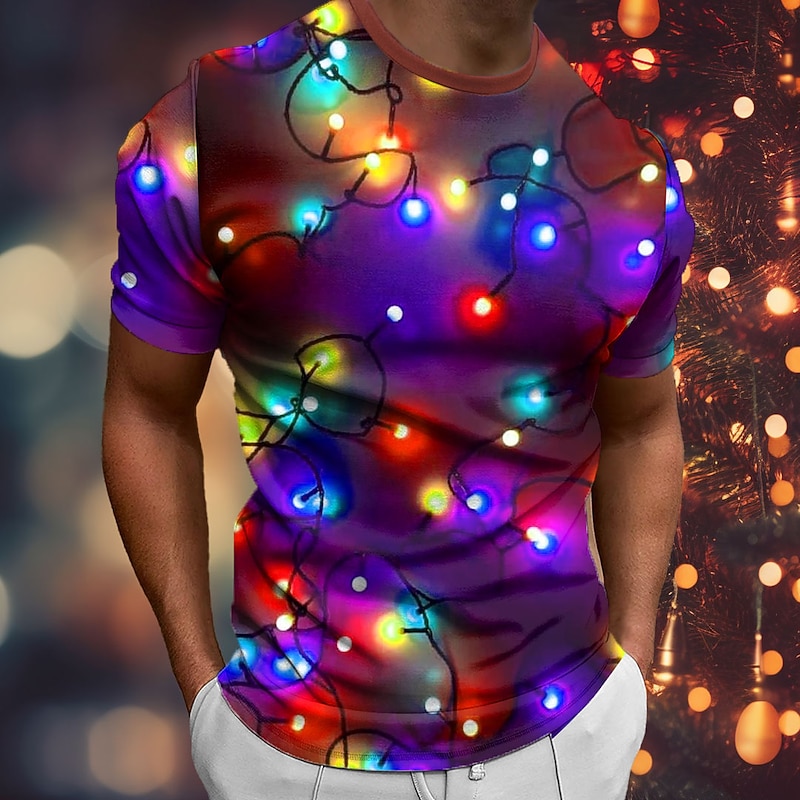 Men's Graphic Lanterns T Shirt Short Sleeve T shirt 3D Print Crew Neck Shirt Daily Designer Retro Vintage Sports Outdoor Holiday Going out Black Blue Purple Spring & Summer Clothing Apparel S M L XL