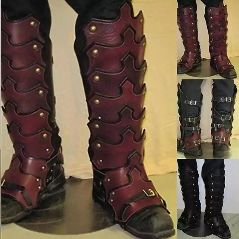 Retro Vintage Punk & Gothic Medieval Masquerade Gaiters Boot Covers Warrior Knight Ritter Viking Fancy Dress Men's Unisex Viking Performance Party Stage Adults' Shoe Cover Legguards3