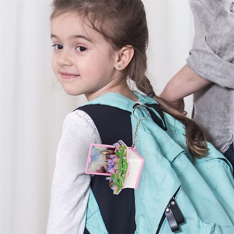 Enchanted Castle Keychain for boys and girlsPinkHarry potter funko popMiniatures cute toys for kids 3-5&AdultsEnchanted Castle Scene for WomenMenlittle toys for kids 8-12Children Birthday Gift3