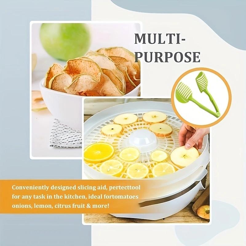 Tomato Slicer Holder, Lemon Cutter, Round Fruits Vegetable Cutting Tools, Handheld Multi Purpose Tongs, Kitchen Gadget (Green)3