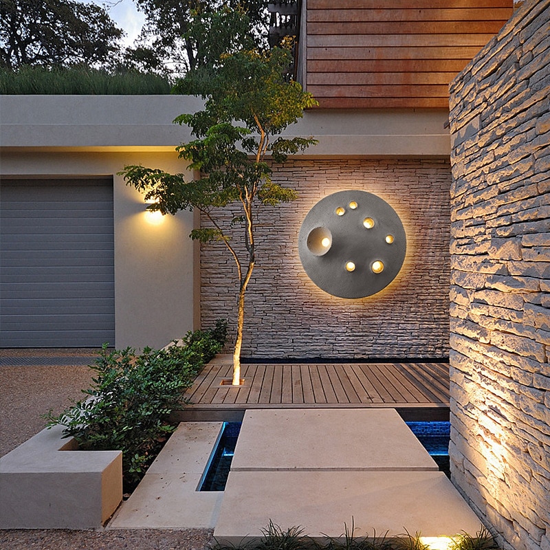 Cement Wall Sconce Lighting Outdoor Indoor Moon Surface Shape Design Children's Room Nightlight Waterproof IP65 Decor Wall Sconce Lamp for Bedroom Living Room Hotel Villa2