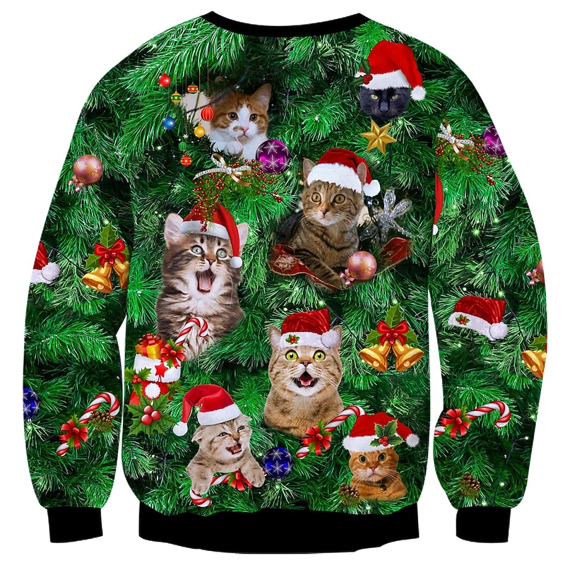 Christmas Santa Claus Cat Hoodie Cartoon Manga Anime 3D Print 3D Graphic For Couple's Men's Women's Adults' Christmas Carnival 3D Print4