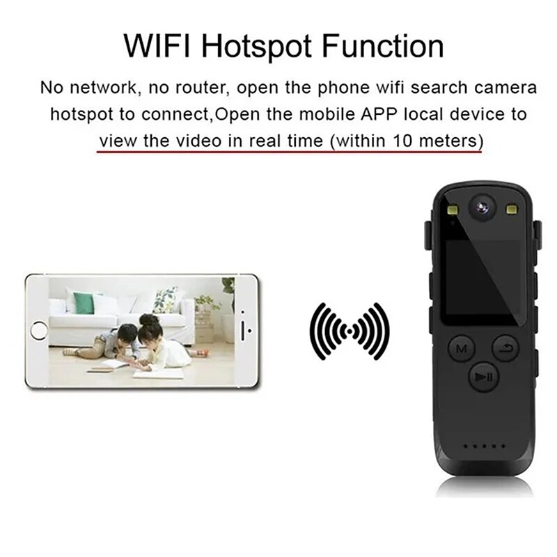 New Mini WIFI Hotspot Body Camera FHD 1080P Mounted Cam Small Video Photo Recorder Portable Clip Cam Camcorder Webcam Car DVR Sports DV2