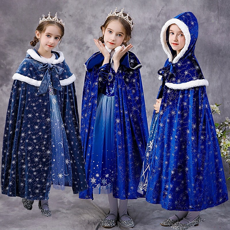 Kids Girls' Cape Graphic Active School Cotton Coat Outerwear 3-10 Years Spring 9850 dark gray blue without velvet 9850 color blue without velvet 9851 dark gray blue without velvet