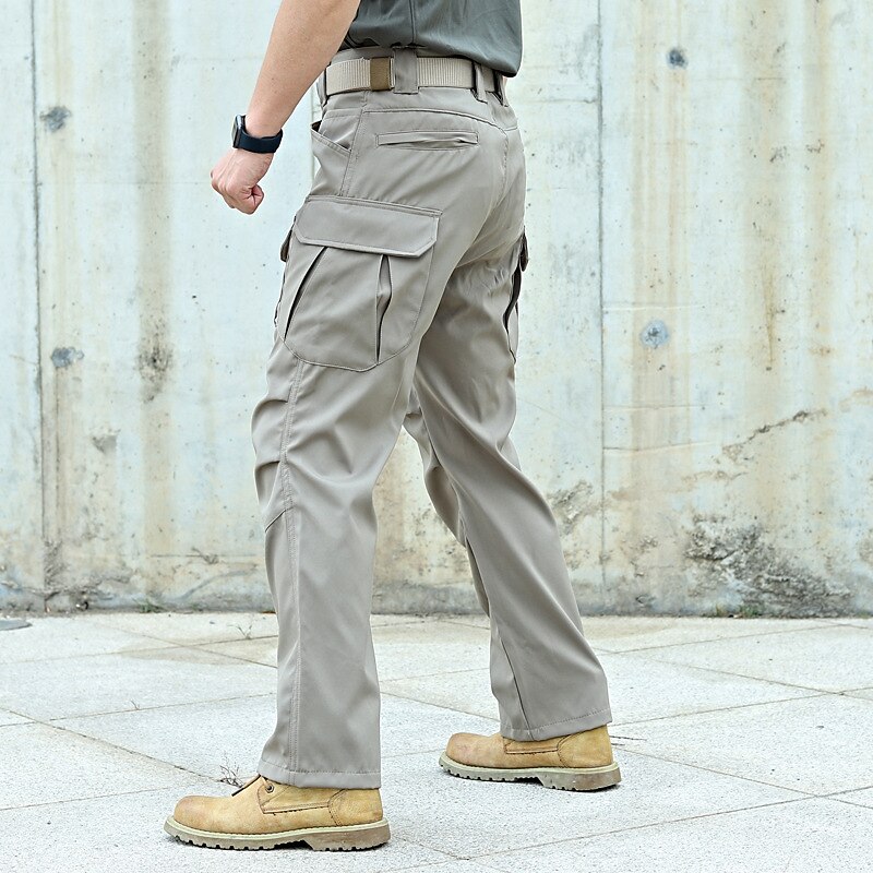 Men's Cargo Pants Cargo Trousers Tactical Pants Buttons Multi Pocket Plain Wearable Casual Daily Holiday Sports Fashion Black Khaki2