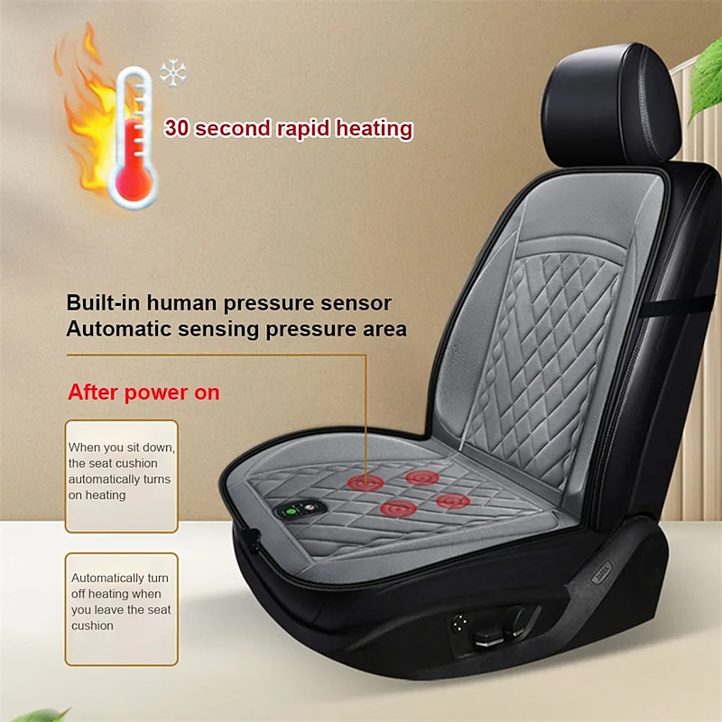 Heated Car Seat Cover 12V/24V Heated Car Seat Cushion 3 Gear Adjustable 30s Quick Heating Pads Car Seat Heater Winter Warmer Auto Seat Heating Mat4