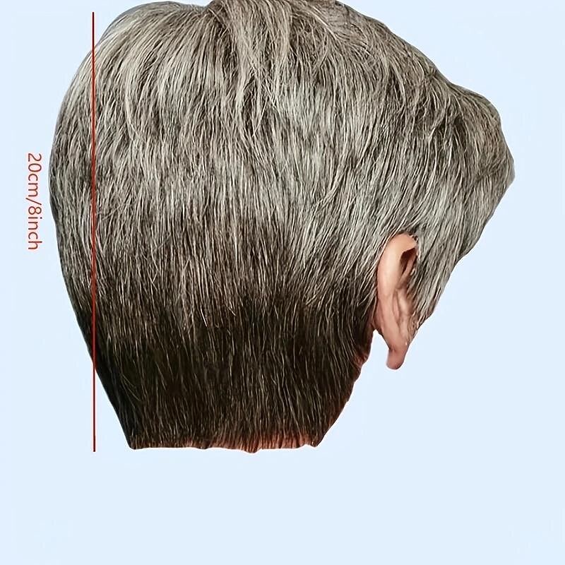 1pc Men's New Middle-aged Dark Grey Gradient Brown Short Straight Wig3