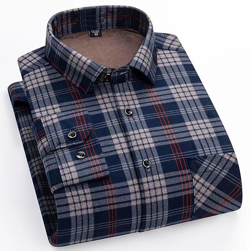 Men's Shacket Plaid / Striped / Chevron / Round Vacation New Year Dark Red Yellow Red Blue Long Sleeve Classic Collar Fall / Winter Clothing Apparel Print3