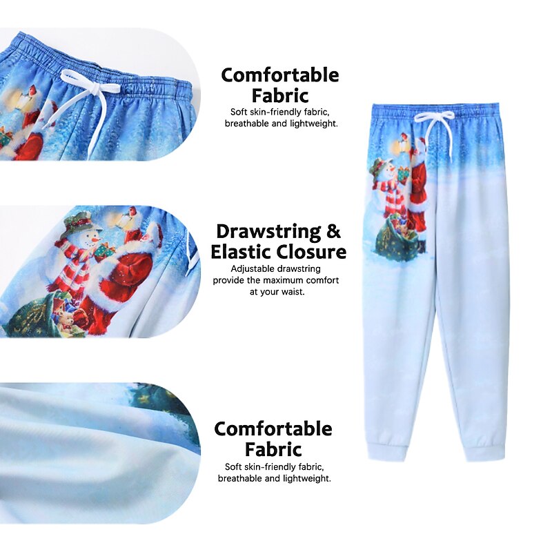 Christmas Men's Santa Claus 3D Hoodies Tracksuit Hoodies Set Red green Black White Red Navy Blue Hooded Graphic Santa Claus Snowman 2 Piece Print Sports & Outdoor Casual 3D Print Streetwear Designer3