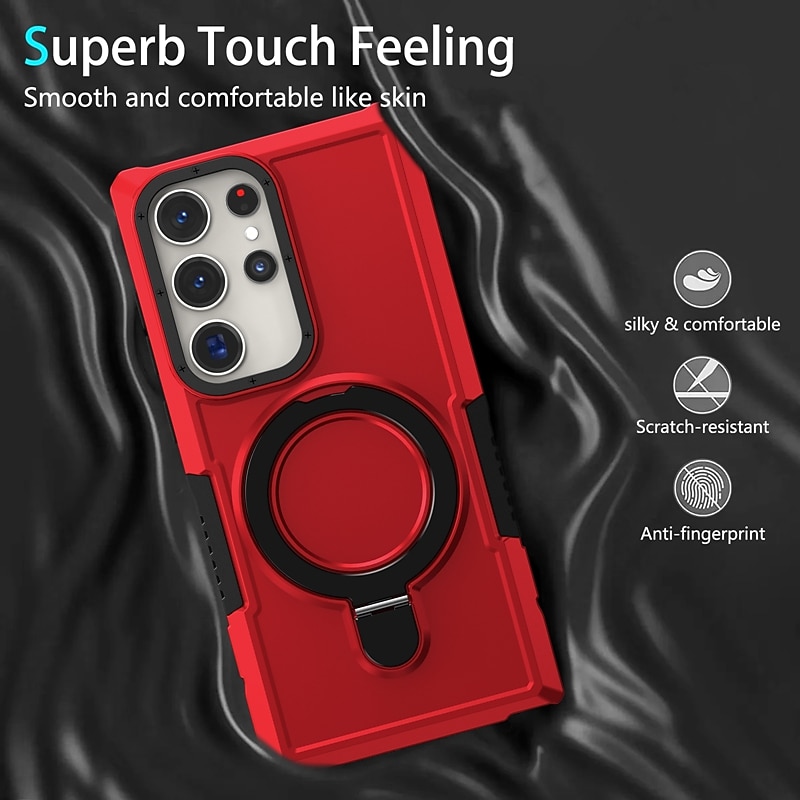 Phone Case For Samsung Galaxy S25 S24 S23 S23 FE S22 S21 Ultra Plus A54 A53 A72 A32 Back Cover Magnetic Adsorption With Magsafe with Stand Holder Support Wireless Charging Shockproof TPU PC3