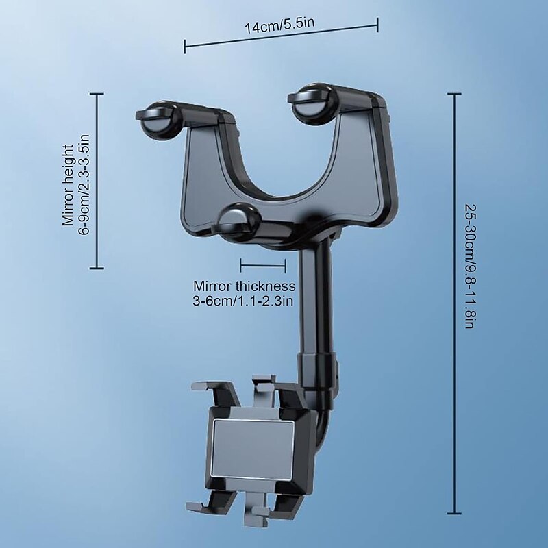 Multifunctional 360 Rotatable Car Rearview Mirror Phone Holder Mount Multifunctional Rearview Mirror Phone Holder Adjustable Universal Cell Phone Holder for Car Compatible All Smartphones3