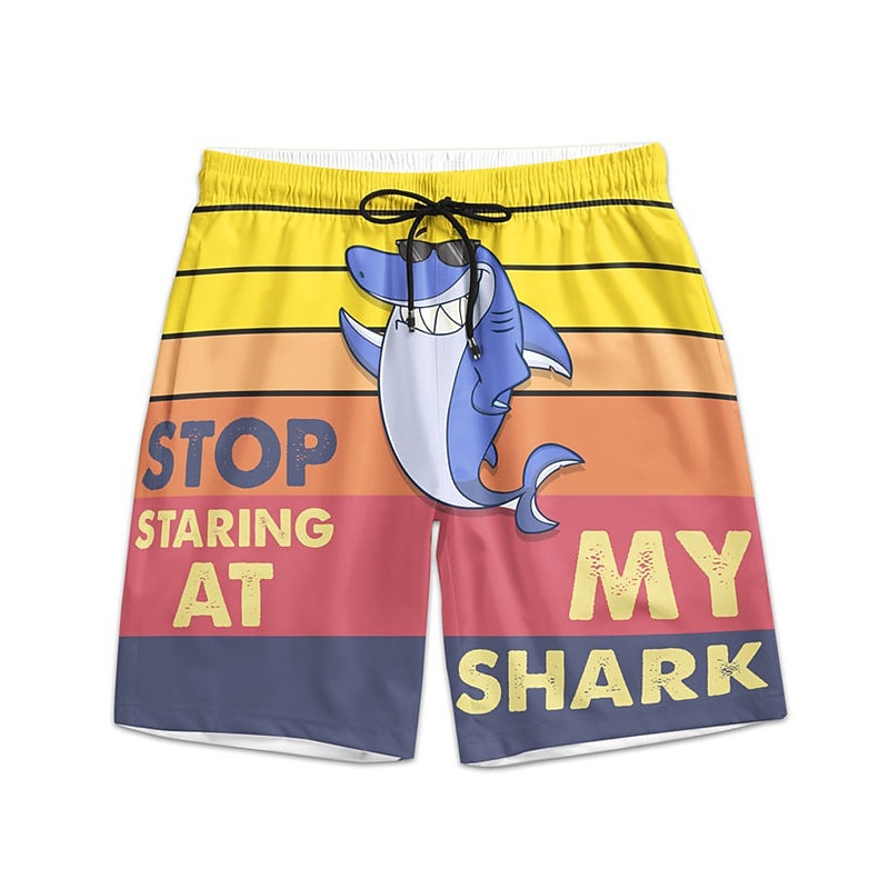 Men's Gradient Shark Swim Shorts Board Shorts Swimming Trunks Mid Waist Hawaiian Boho Casual Daily Holiday Drawstring with Mesh lining Elastic Waist Designer Clothing Apparel2